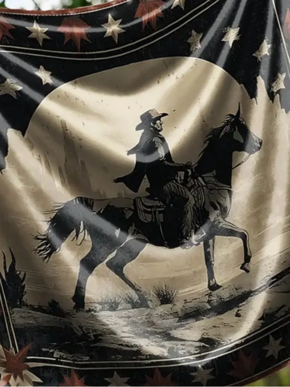 Western Cowboy Horse Bandana Scarf | Vintage Style Square | Southwestern Rider